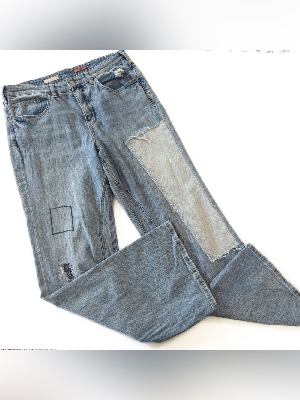 Anthropologie Pilcro Jeans Womens 29 Laidback Mid Rise Patchwork Flare Boho - Picture 2 of 11